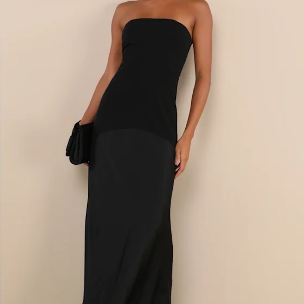 Lulus Compelling Style Black A-Line Strapless Maxi Dress